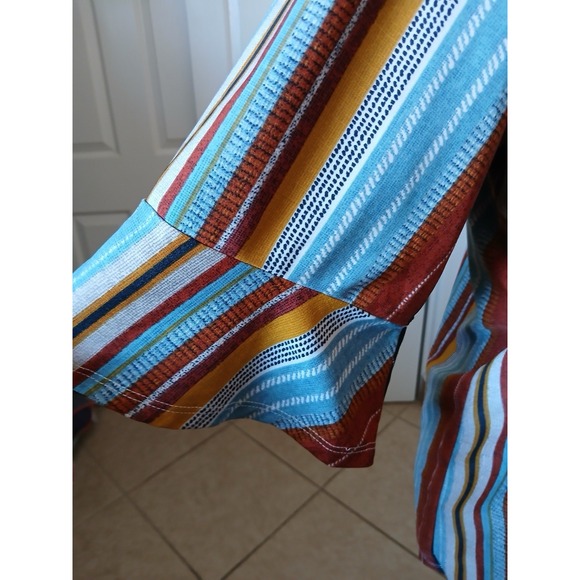 Ellen Weaver Plus Size 2X Boho Striped Blouse Multicolor Tunic Top Casual Chic - Picture 7 of 16